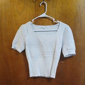 Celebrity Pink White Ribbed Crop Top